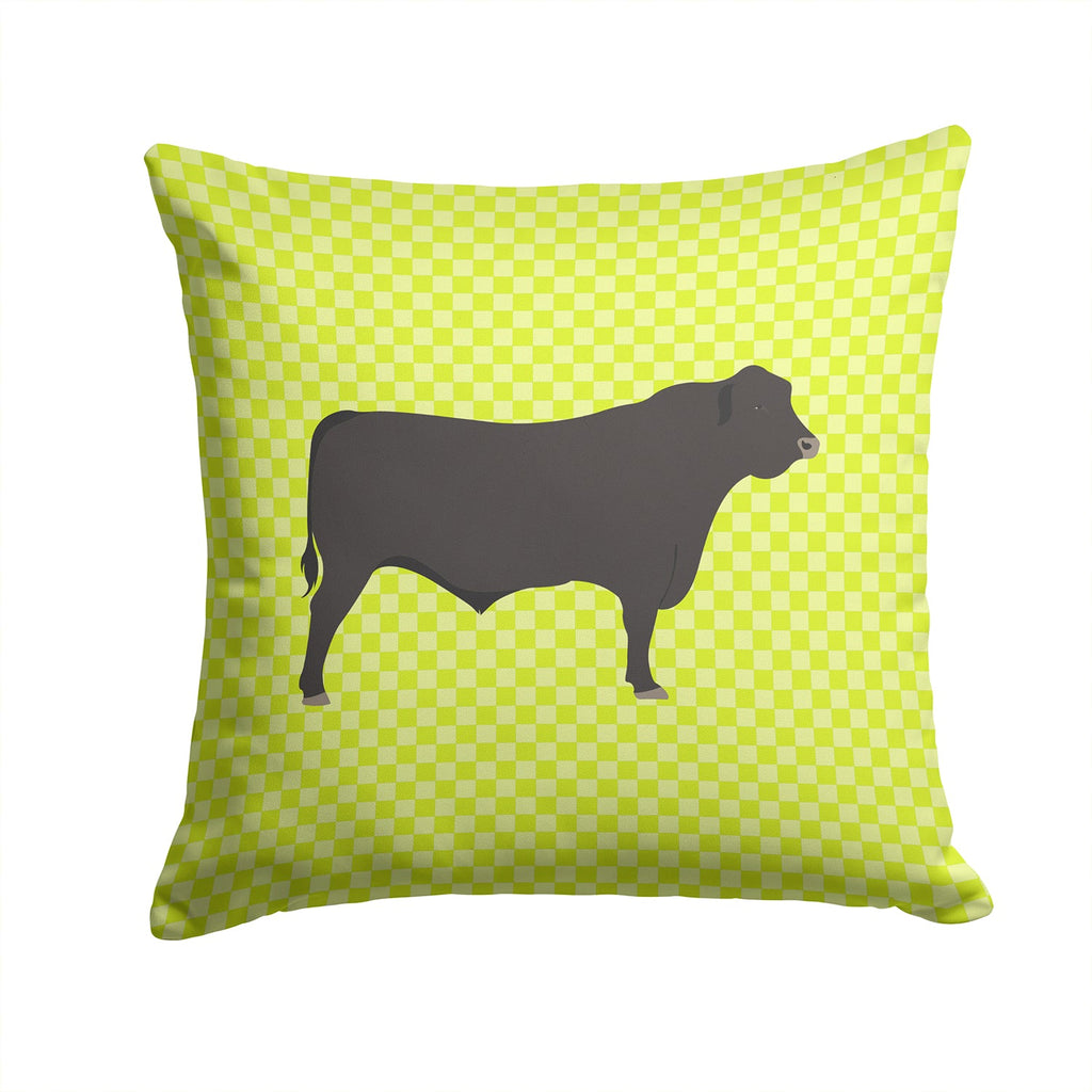 Black Angus Cow Green Decorative Throw Pillow 14x14 Indoor Outdoor Accent Cushion, Fabric Cover with Insert for Sofa, Bed, Porch & Living Room