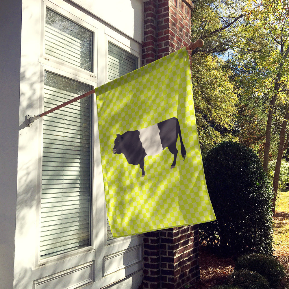 Belted Galloway Cow Green House Flag 28x40 Porch Sleeve Pole Decorative Outside Yard Banner Artwork Wall Hanging, Polyester