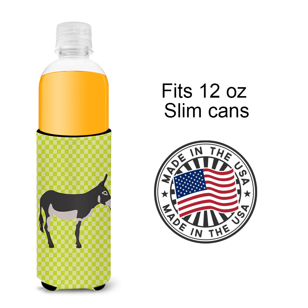American Mammoth Jack Donkey Green Slim Can Hugger , Insulated Foam Hugger for 12 oz Slim Cans, Beer Bottles & Water Bottles, Printed in USA