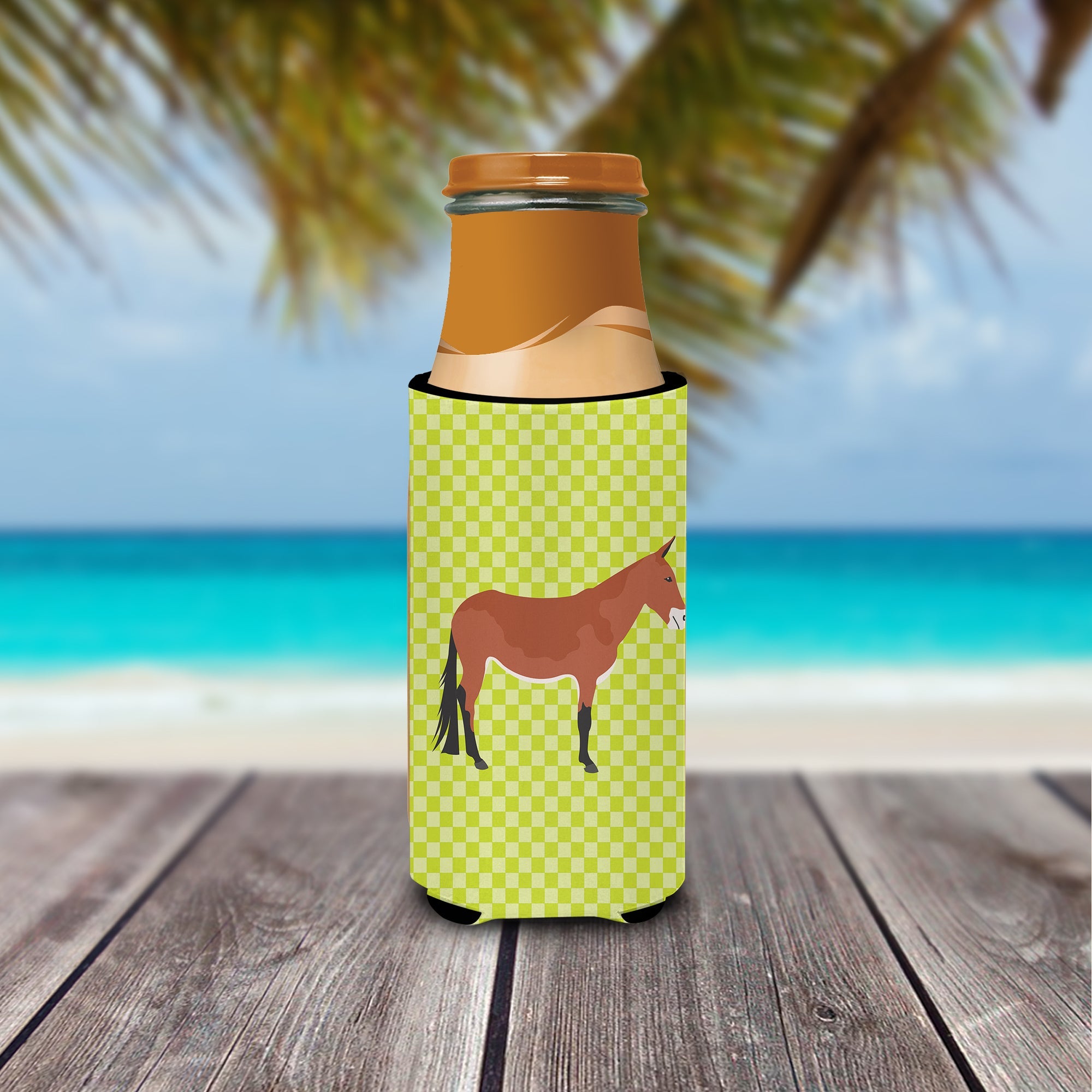 Mule Green Slim Can Hugger , Insulated Foam Hugger for 12 oz Slim Cans, Beer Bottles & Water Bottles, Printed in USA