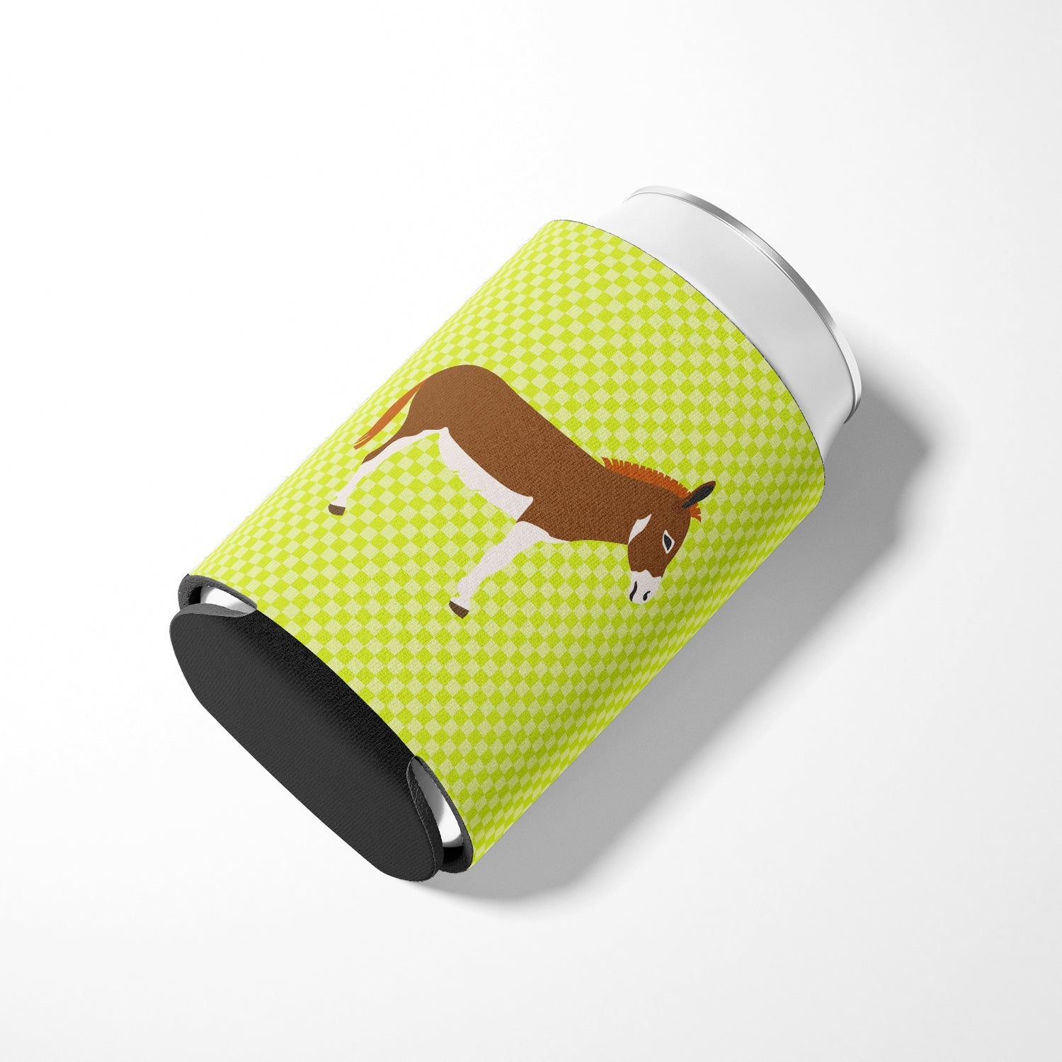 Miniature Mediterranian Donkey Green Can or Bottle Hugger Cooler Sleeve for Standard 12 oz Cans, Insulated Foam Beer & Soda Can Hugger Reusable