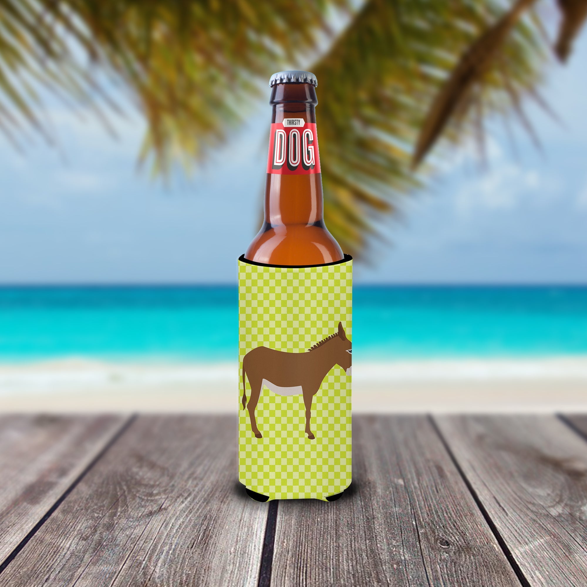 Cotentin Donkey Green Slim Can Hugger , Insulated Foam Hugger for 12 oz Slim Cans, Beer Bottles & Water Bottles, Printed in USA