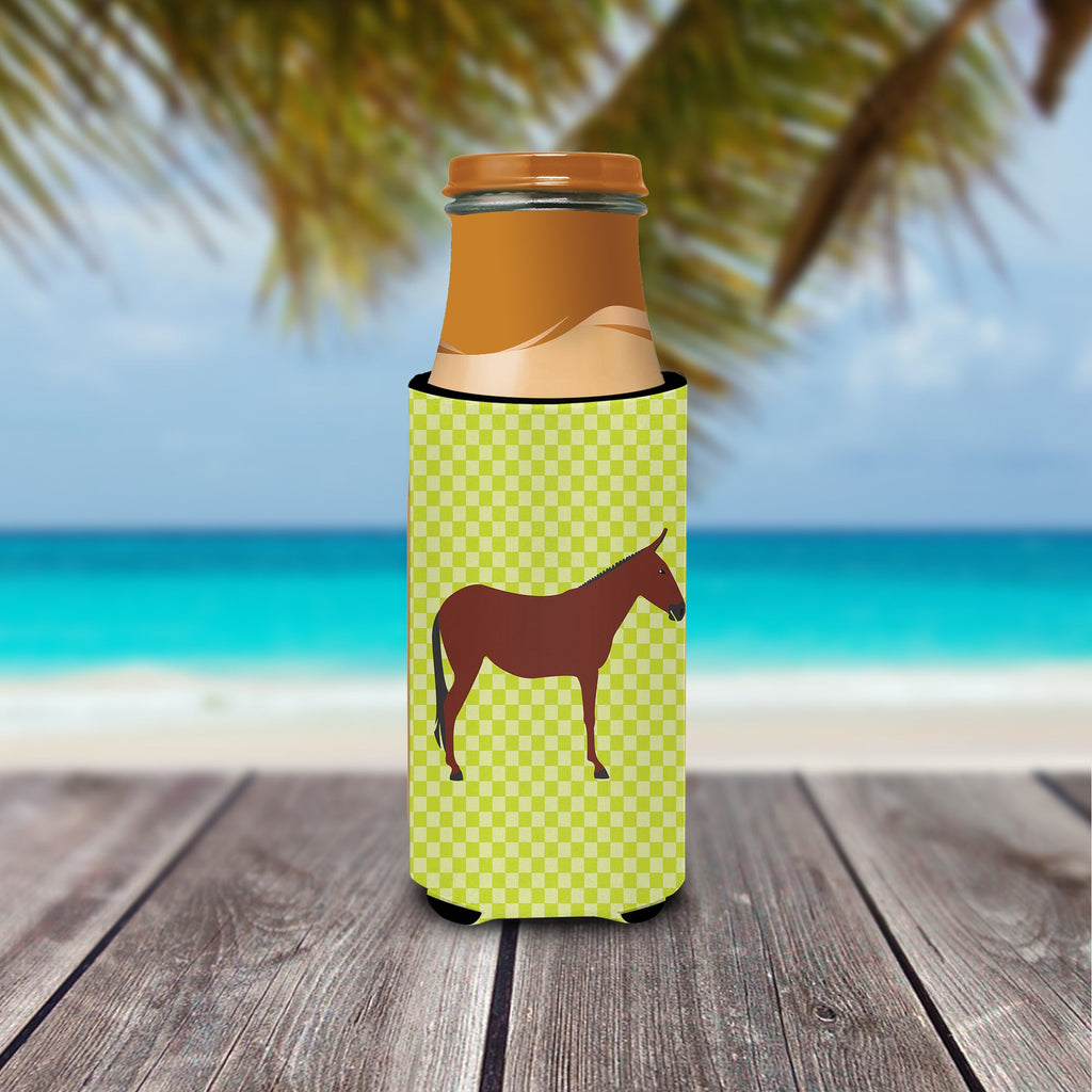 Hinny Horse Donkey Green Slim Can Hugger , Insulated Foam Hugger for 12 oz Slim Cans, Beer Bottles & Water Bottles, Printed in USA