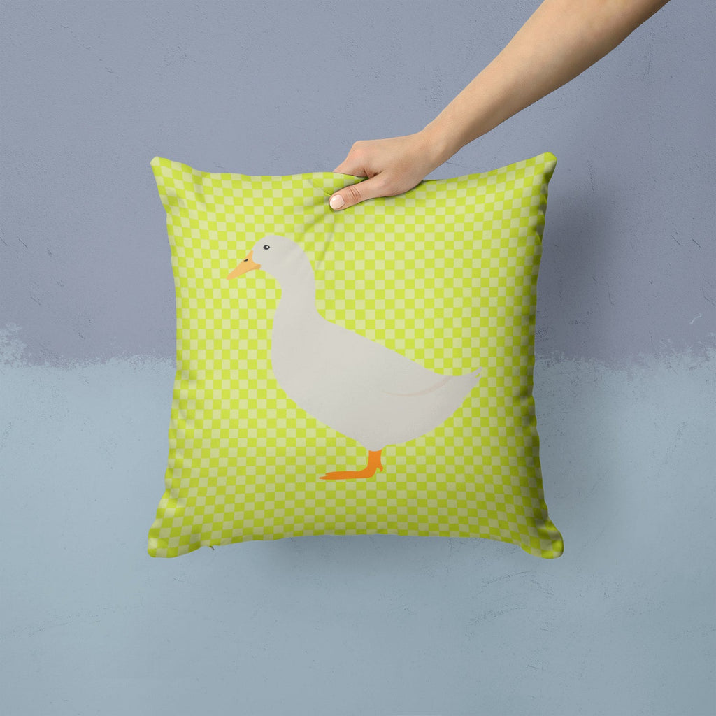 American Pekin Duck Green Decorative Throw Pillow 14x14 Indoor Outdoor Accent Cushion, Fabric Cover with Insert for Sofa, Bed, Porch & Living Room
