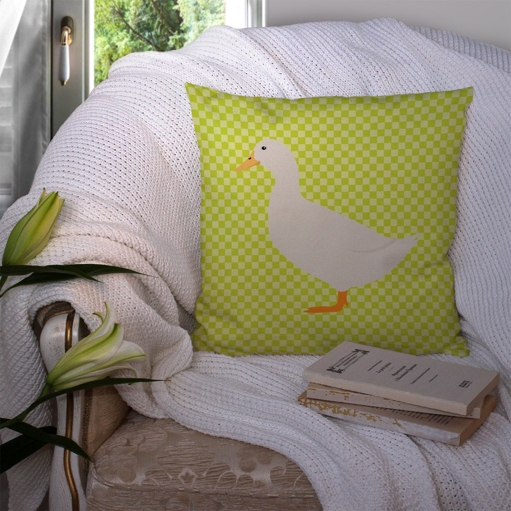 American Pekin Duck Green Decorative Throw Pillow 14x14 Indoor Outdoor Accent Cushion, Fabric Cover with Insert for Sofa, Bed, Porch & Living Room