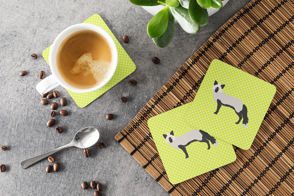 Silver Fox Green Foam Coasters Set of 4 Cup Coasters for Indoor Outdoor, Tabletop Protection, Anti Slip, Mouse pad Material