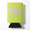 White Arctic Fox Green Can or Bottle Hugger Cooler Sleeve for Standard 12 oz Cans, Insulated Foam Beer & Soda Can Hugger Reusable