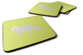 White Arctic Fox Green Foam Coasters Set of 4 Cup Coasters for Indoor Outdoor, Tabletop Protection, Anti Slip, Mouse pad Material