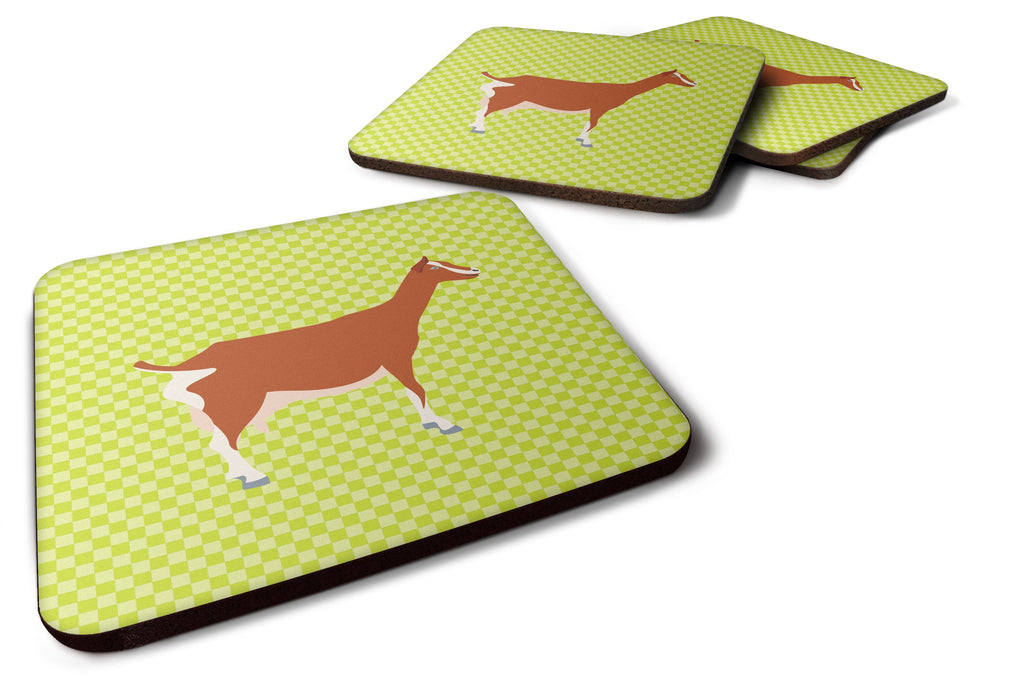 Toggenburger Goat Green Foam Coasters Set of 4 Cup Coasters for Indoor Outdoor, Tabletop Protection, Anti Slip, Mouse pad Material
