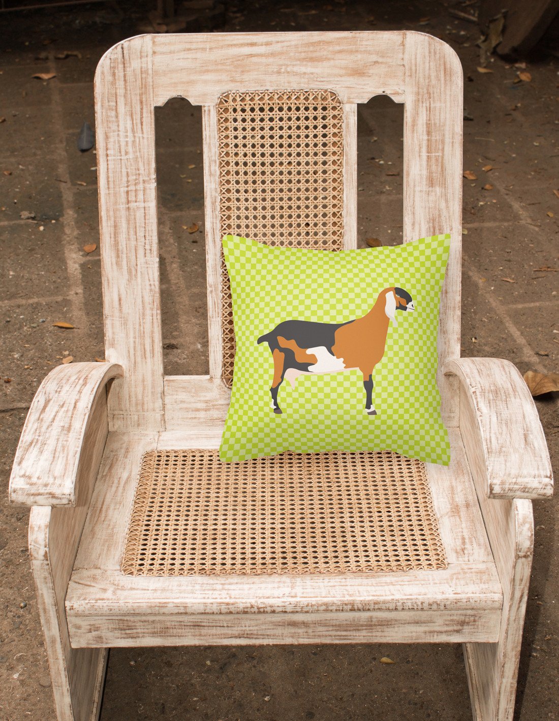 Anglo-nubian Nubian Goat Green Decorative Throw Pillow 18x18 Indoor Outdoor Accent Cushion, Fabric Cover with Insert for Sofa, Bed, Porch & Living Room