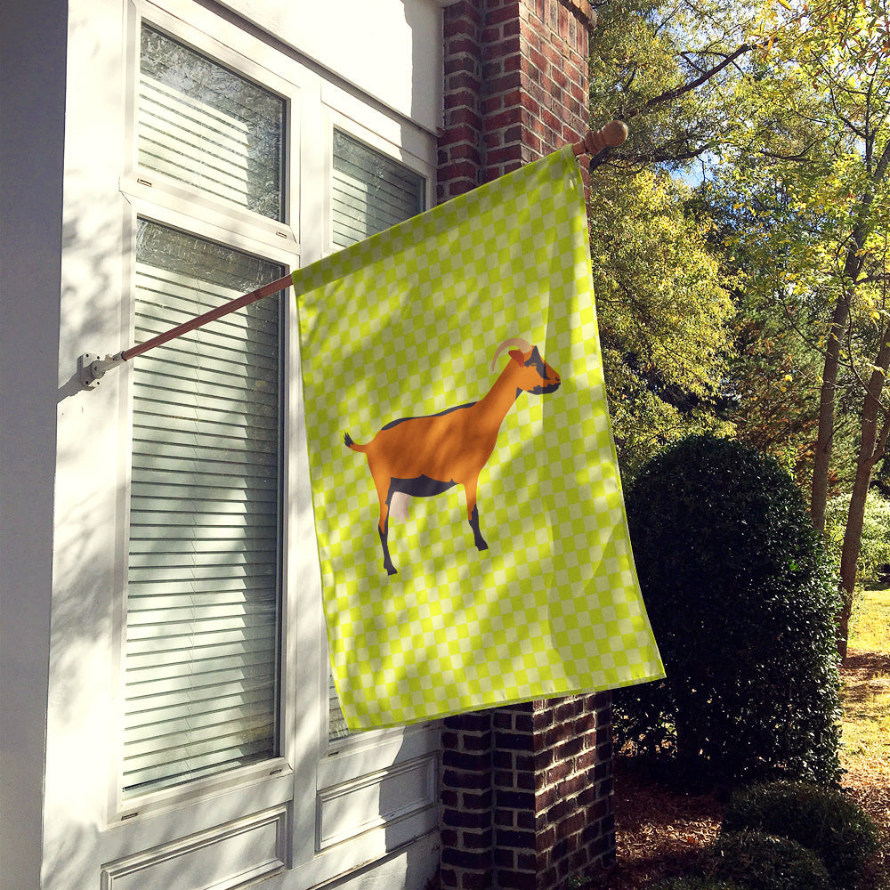 Oberhasli Goat Green House Flag 28x40 Porch Sleeve Pole Decorative Outside Yard Banner Artwork Wall Hanging, Polyester