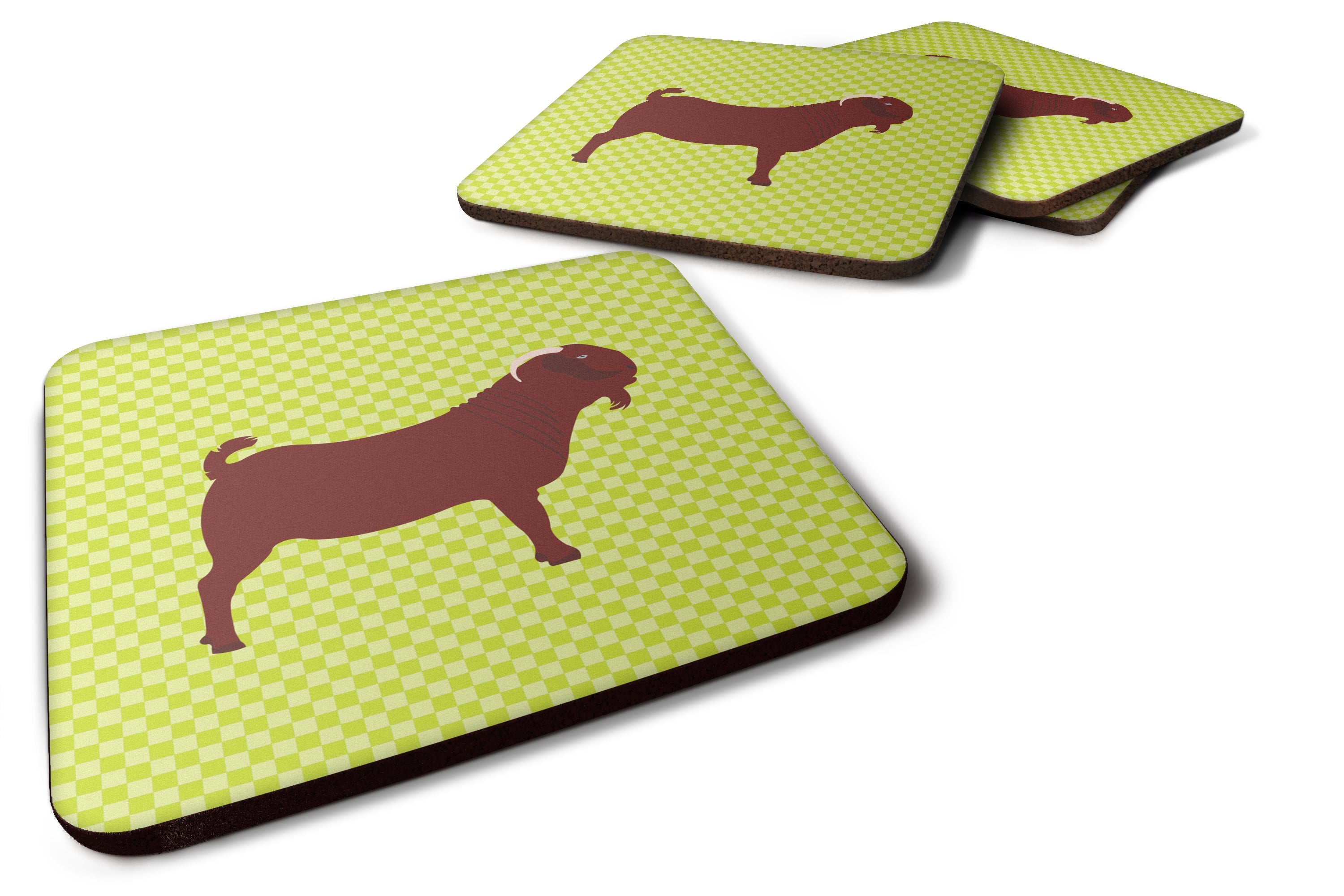 Kalahari Red Goat Green Foam Coasters Set of 4 Cup Coasters for Indoor Outdoor, Tabletop Protection, Anti Slip, Mouse pad Material