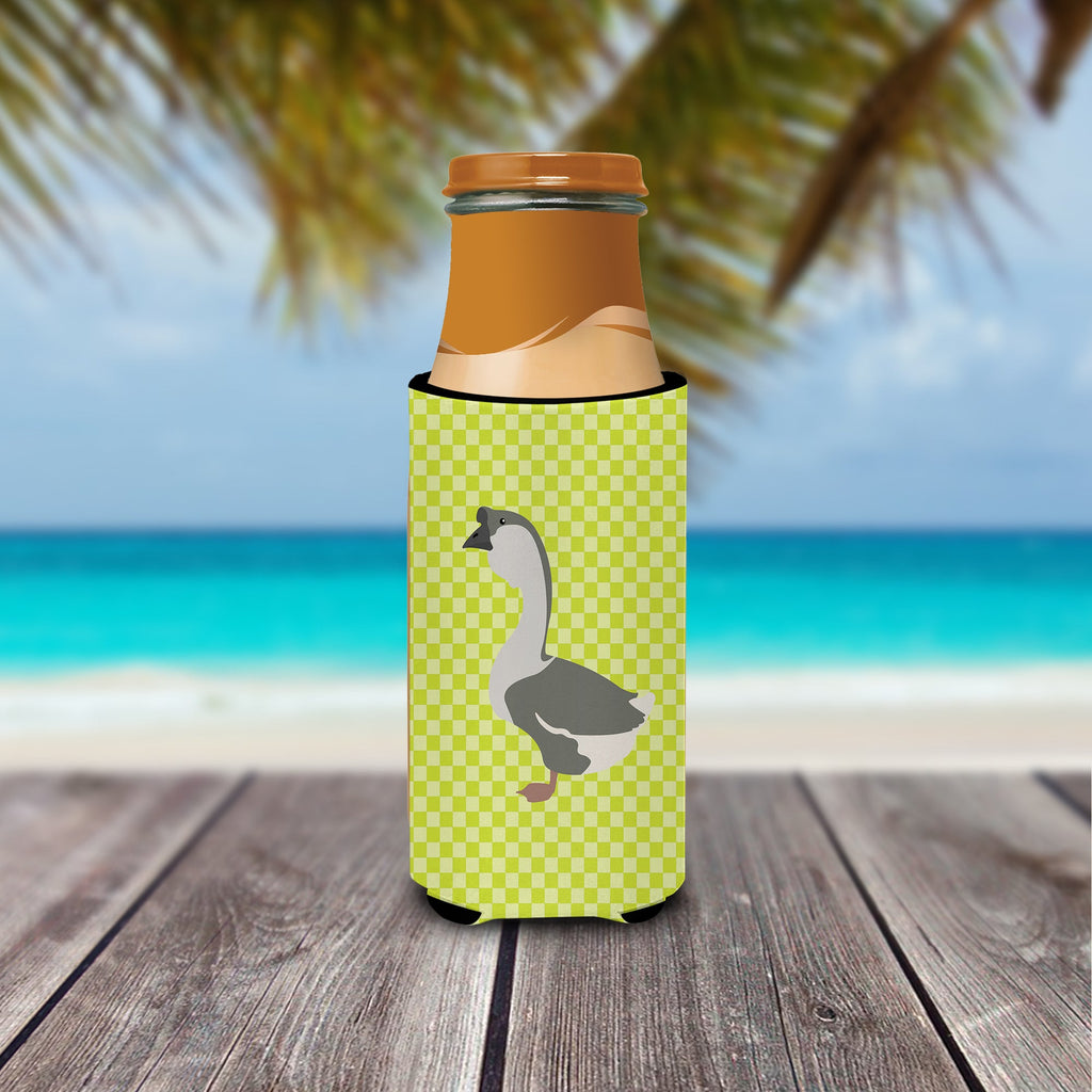African Goose Green Slim Can Hugger , Insulated Foam Hugger for 12 oz Slim Cans, Beer Bottles & Water Bottles, Printed in USA