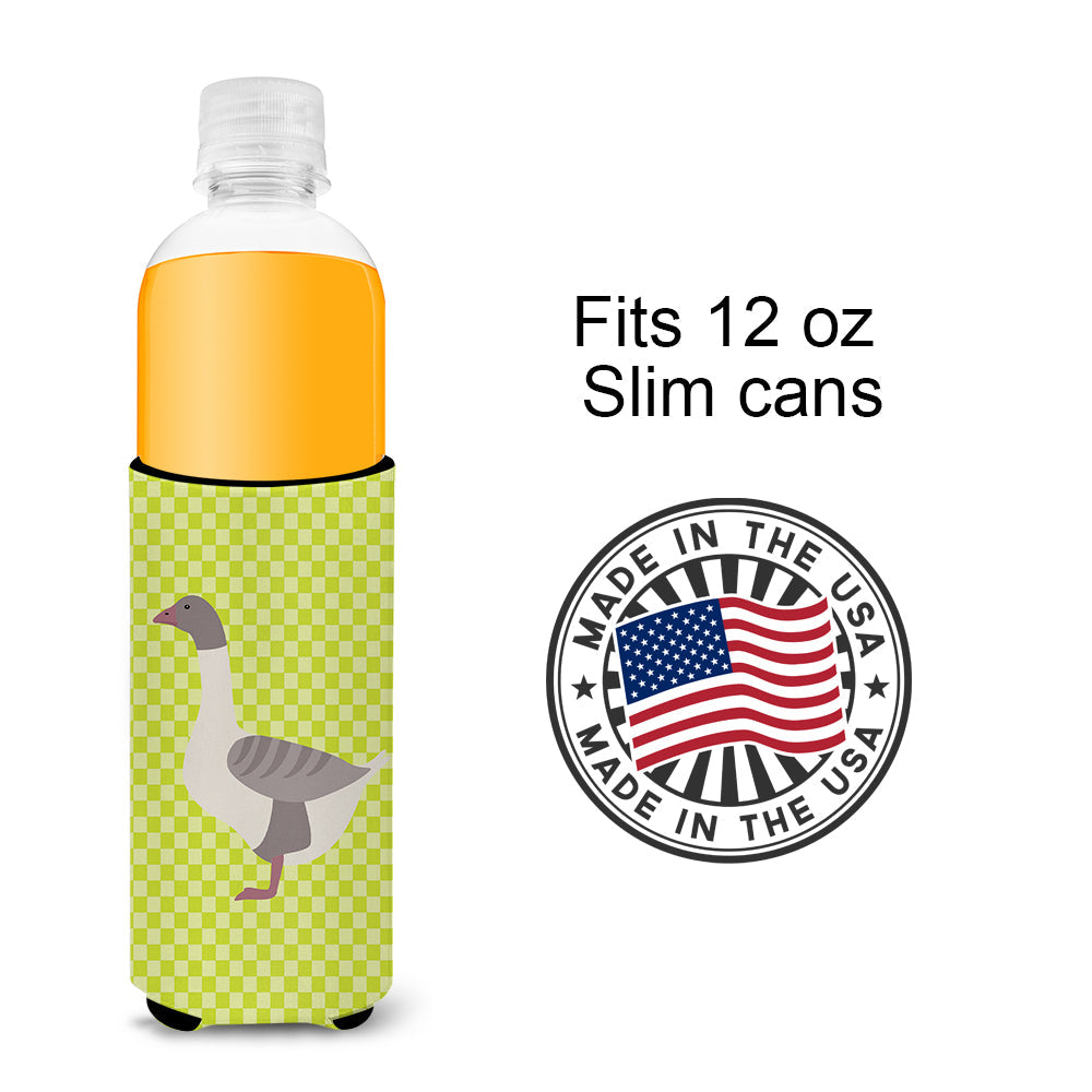 Buff Grey Back Goose Green Slim Can Hugger , Insulated Foam Hugger for 12 oz Slim Cans, Beer Bottles & Water Bottles, Printed in USA