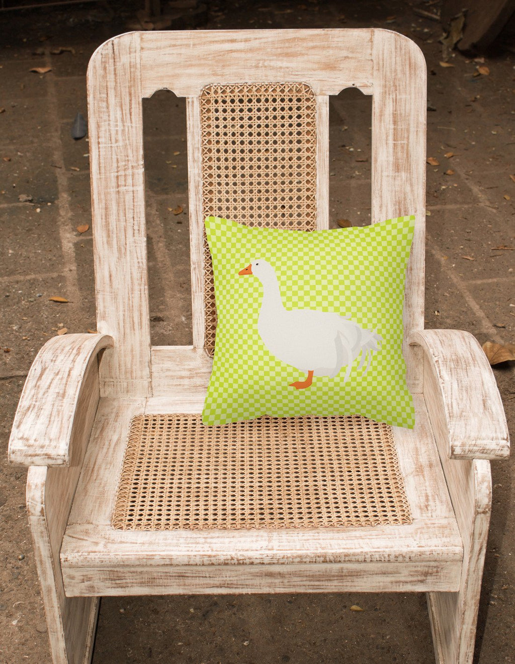 Sebastopol Goose Green Decorative Throw Pillow 18x18 Indoor Outdoor Accent Cushion, Fabric Cover with Insert for Sofa, Bed, Porch & Living Room