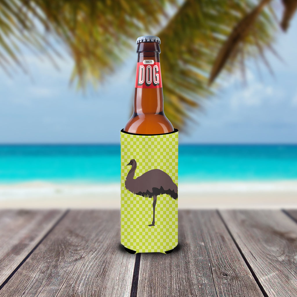 Emu Green Slim Can Hugger , Insulated Foam Hugger for 12 oz Slim Cans, Beer Bottles & Water Bottles, Printed in USA