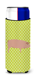 American Landrace Pig Green Slim Can Hugger , Insulated Foam Hugger for 12 oz Slim Cans, Beer Bottles & Water Bottles, Printed in USA