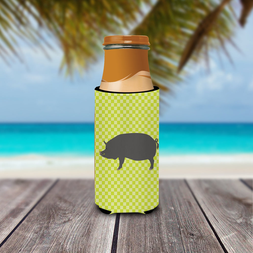 Berkshire Pig Green Slim Can Hugger , Insulated Foam Hugger for 12 oz Slim Cans, Beer Bottles & Water Bottles, Printed in USA