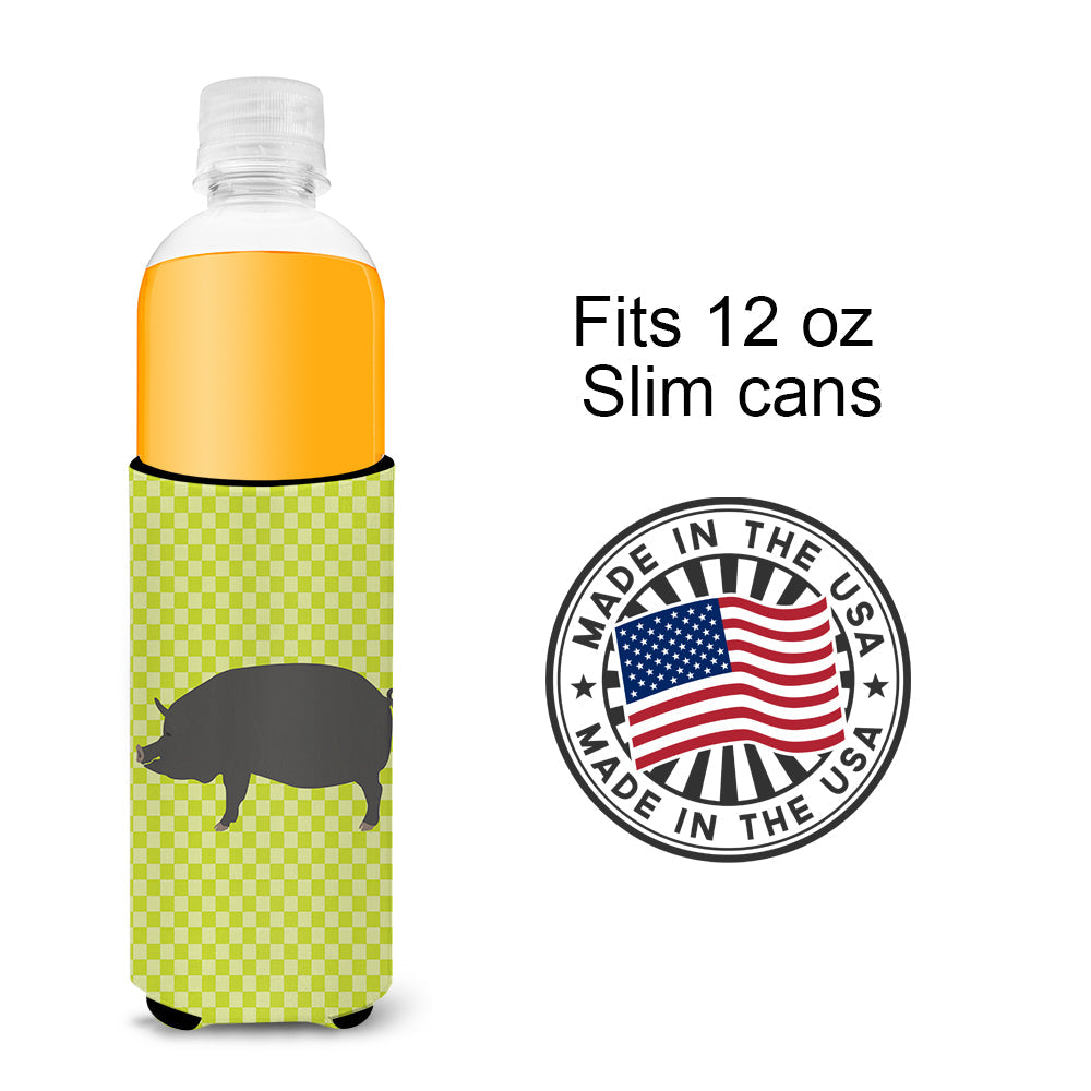 Berkshire Pig Green Slim Can Hugger , Insulated Foam Hugger for 12 oz Slim Cans, Beer Bottles & Water Bottles, Printed in USA