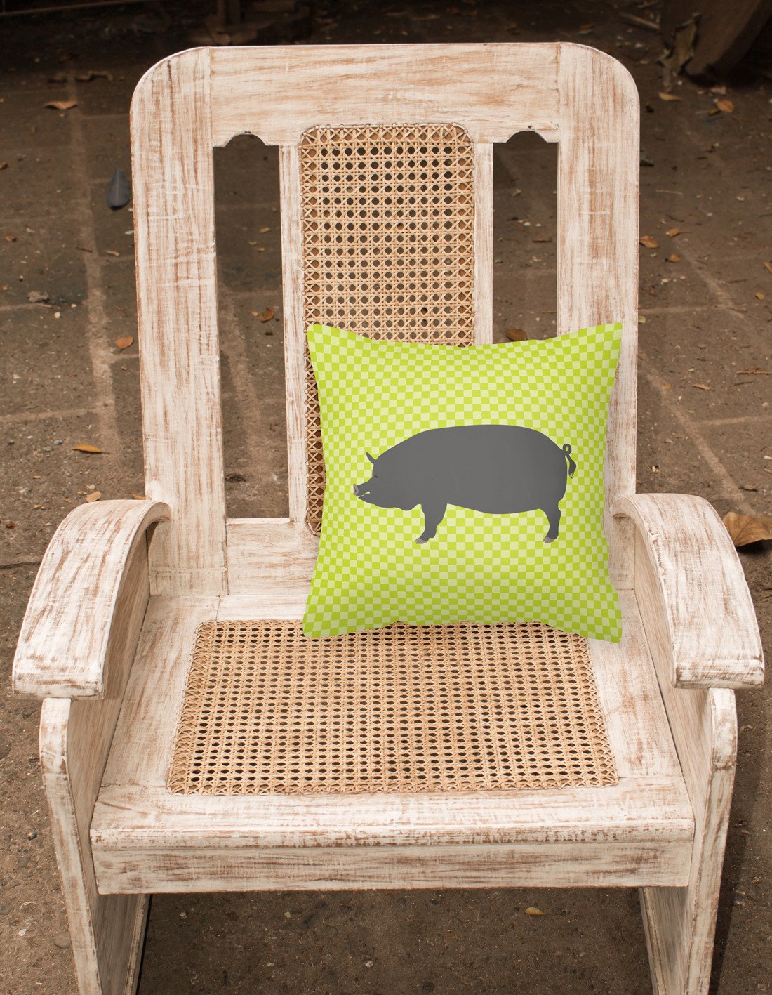 Berkshire Pig Green Decorative Throw Pillow 18x18 Indoor Outdoor Accent Cushion, Fabric Cover with Insert for Sofa, Bed, Porch & Living Room
