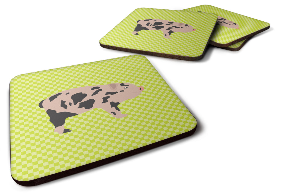 Mini Miniature Pig Green Foam Coasters Set of 4 Cup Coasters for Indoor Outdoor, Tabletop Protection, Anti Slip, Mouse pad Material