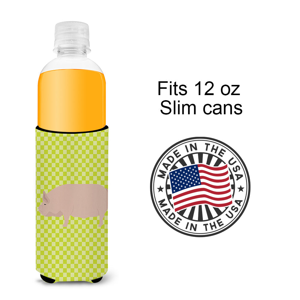 Welsh Pig Green Slim Can Hugger , Insulated Foam Hugger for 12 oz Slim Cans, Beer Bottles & Water Bottles, Printed in USA