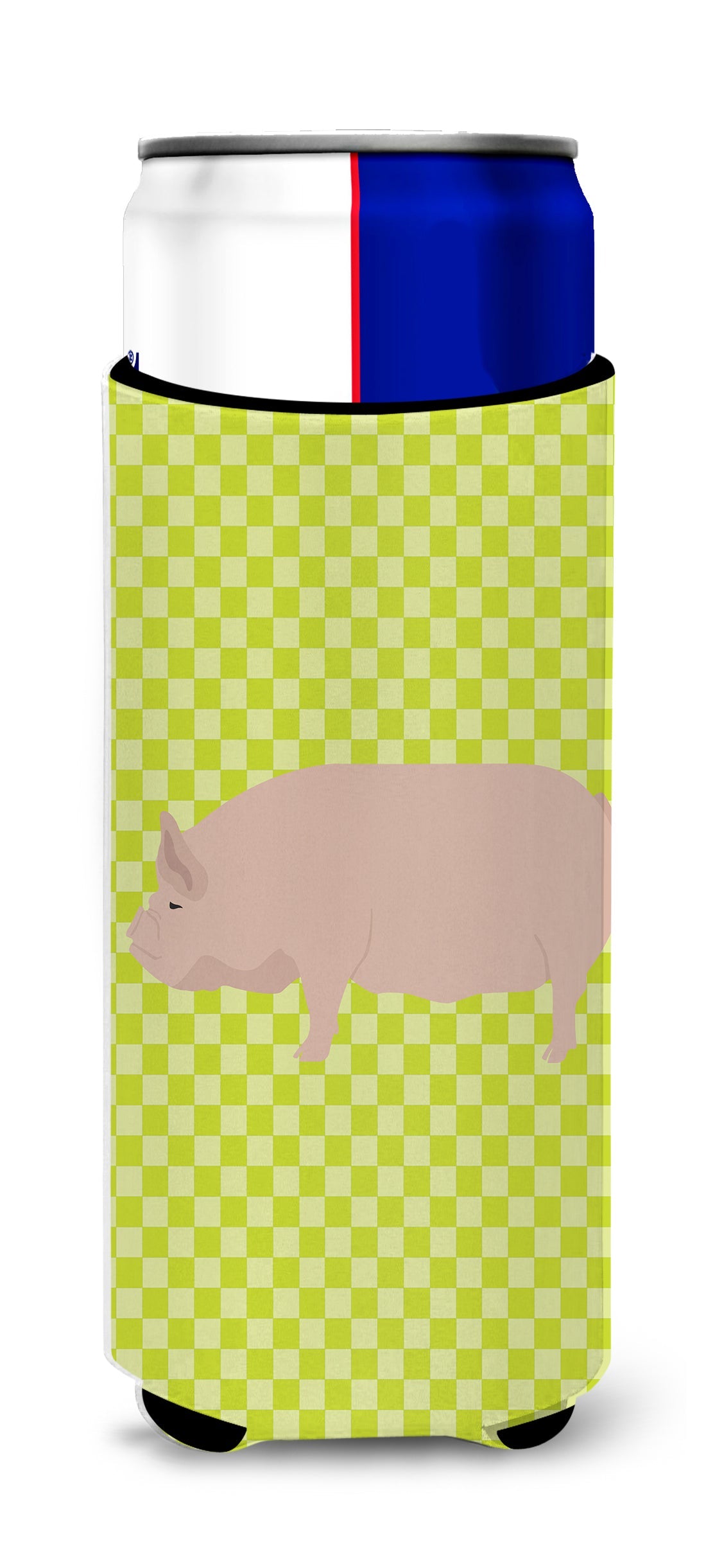 Welsh Pig Green Slim Can Hugger , Insulated Foam Hugger for 12 oz Slim Cans, Beer Bottles & Water Bottles, Printed in USA
