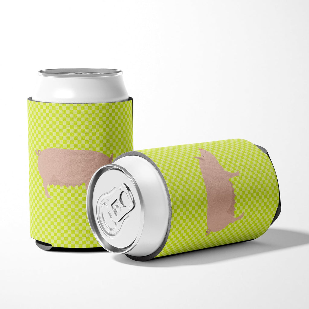 English Large White Pig Green Can or Bottle Hugger Cooler Sleeve for Standard 12 oz Cans, Insulated Foam Beer & Soda Can Hugger Reusable