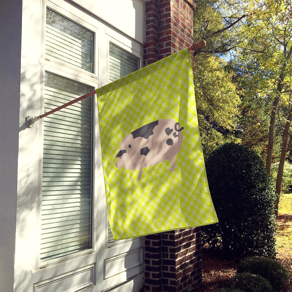 Gloucester Old Spot Pig Green House Flag 28x40 Porch Sleeve Pole Decorative Outside Yard Banner Artwork Wall Hanging, Polyester