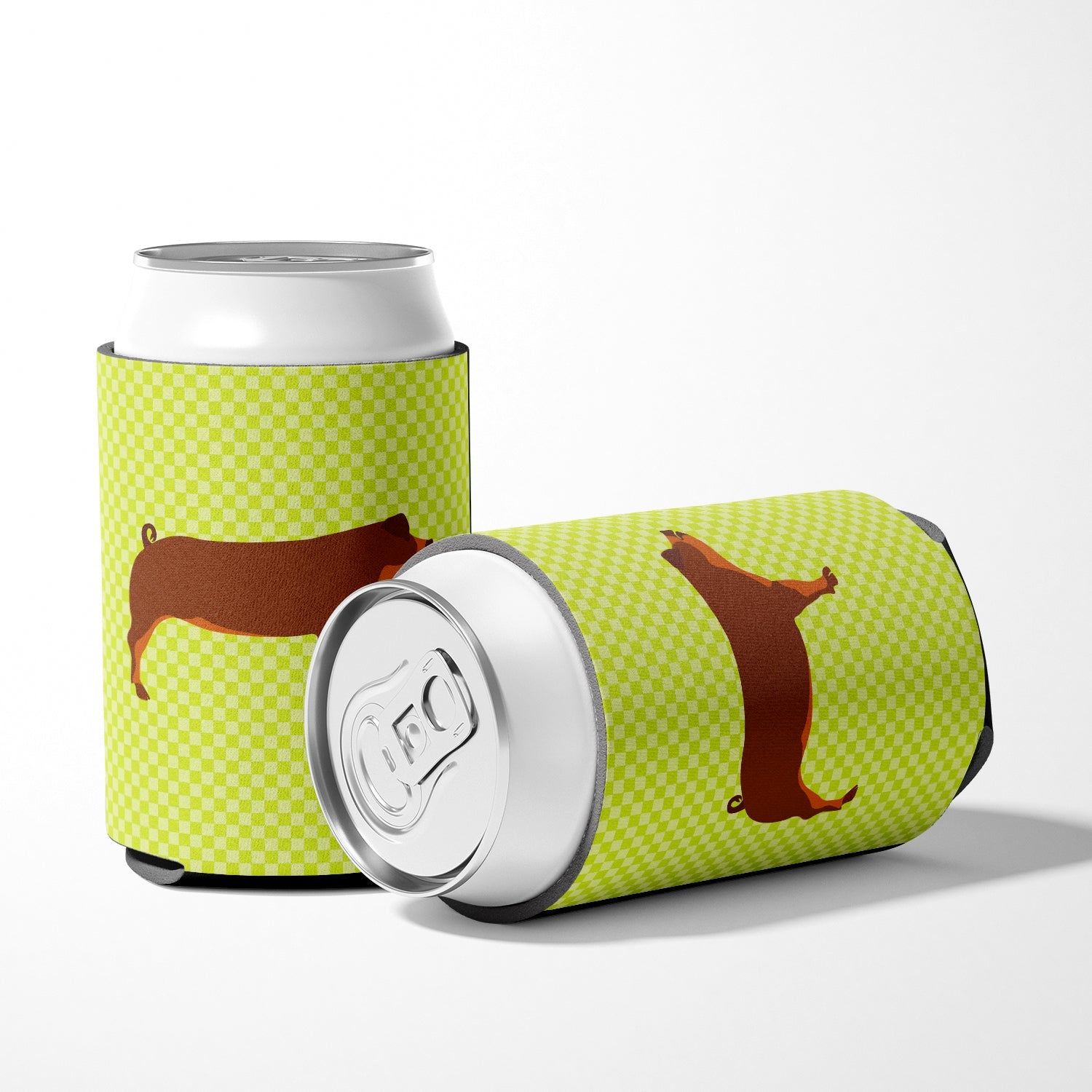 Duroc Pig Green Can or Bottle Hugger Cooler Sleeve for Standard 12 oz Cans, Insulated Foam Beer & Soda Can Hugger Reusable