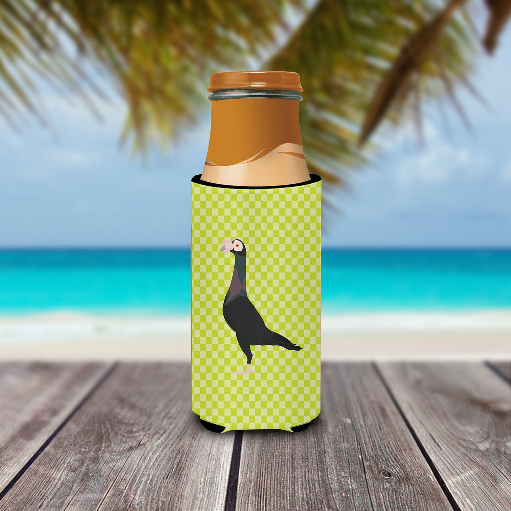 English Carrier Pigeon Green Slim Can Hugger , Insulated Foam Hugger for 12 oz Slim Cans, Beer Bottles & Water Bottles, Printed in USA