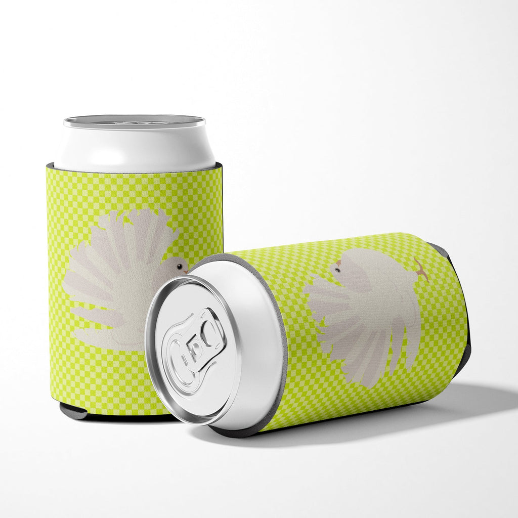Silver Fantail Pigeon Green Can or Bottle Hugger Cooler Sleeve for Standard 12 oz Cans, Insulated Foam Beer & Soda Can Hugger Reusable