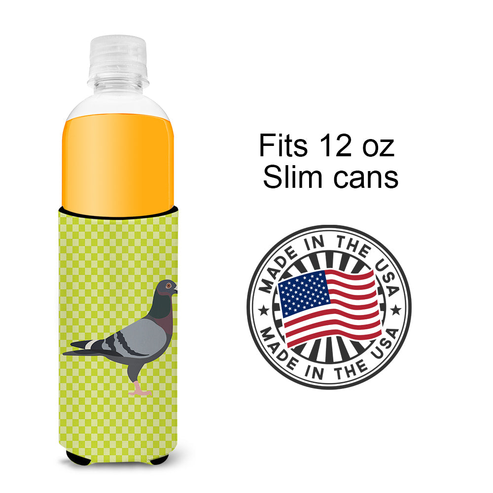 Racing Pigeon Green Slim Can Hugger , Insulated Foam Hugger for 12 oz Slim Cans, Beer Bottles & Water Bottles, Printed in USA