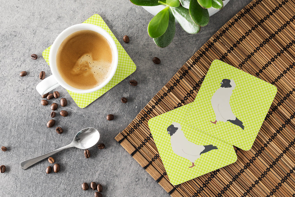 Nun Pigeon Green Foam Coasters Set of 4 Cup Coasters for Indoor Outdoor, Tabletop Protection, Anti Slip, Mouse pad Material