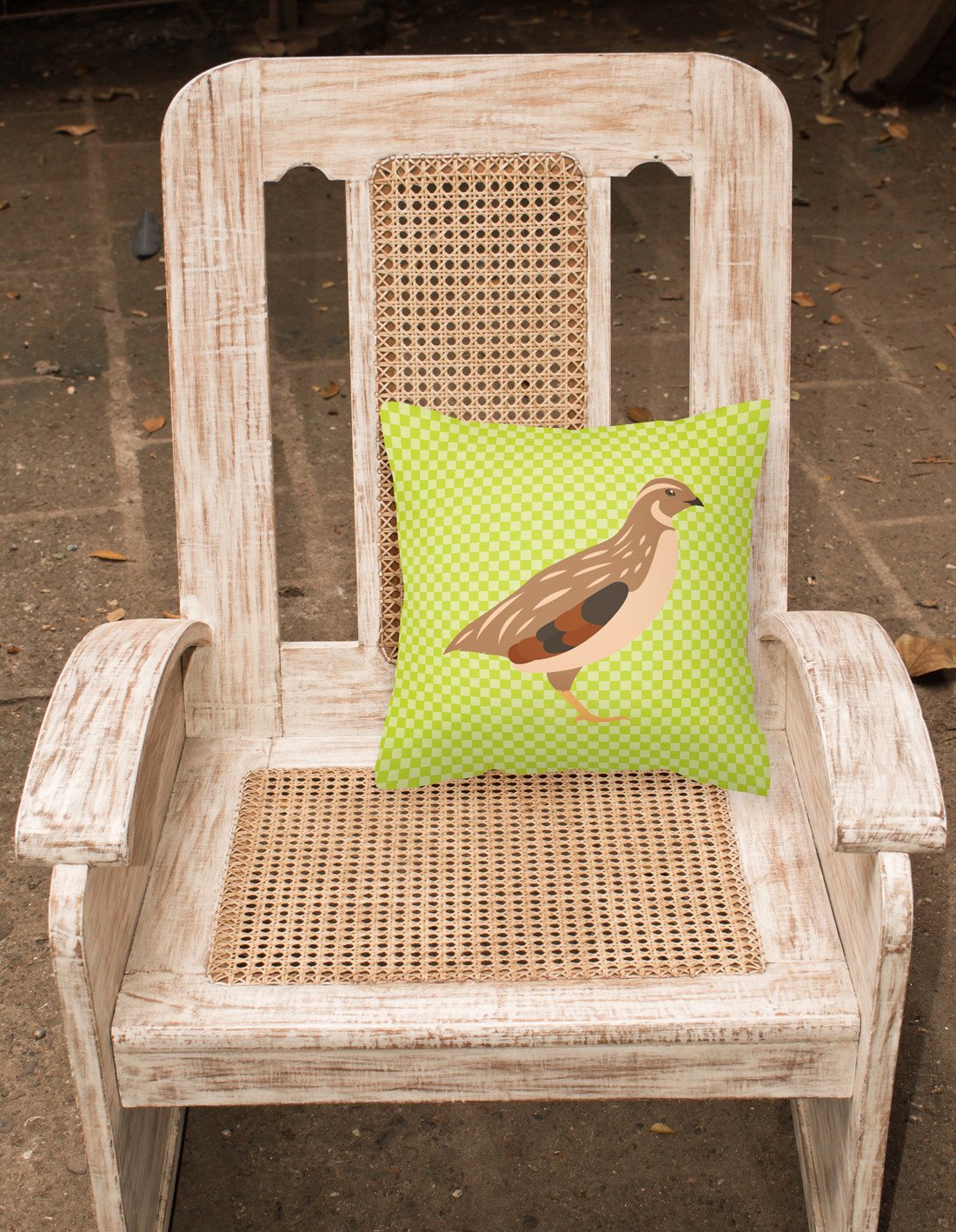 Golden Phoenix Quail Green Decorative Throw Pillow 18x18 Indoor Outdoor Accent Cushion, Fabric Cover with Insert for Sofa, Bed, Porch & Living Room