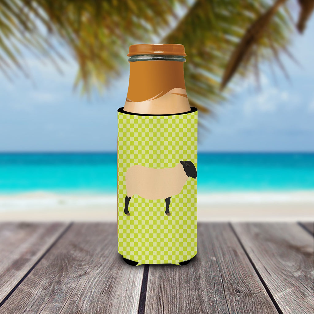 Suffolk Sheep Green Slim Can Hugger , Insulated Foam Hugger for 12 oz Slim Cans, Beer Bottles & Water Bottles, Printed in USA
