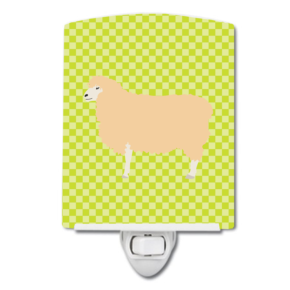 English Leicester Longwool Sheep Green Ceramic Night Light Compact, UL-Certified, Ideal for Bedroom, Bathroom, Nursery, Hallway, Kitchen, 6x4x3, Multicolor