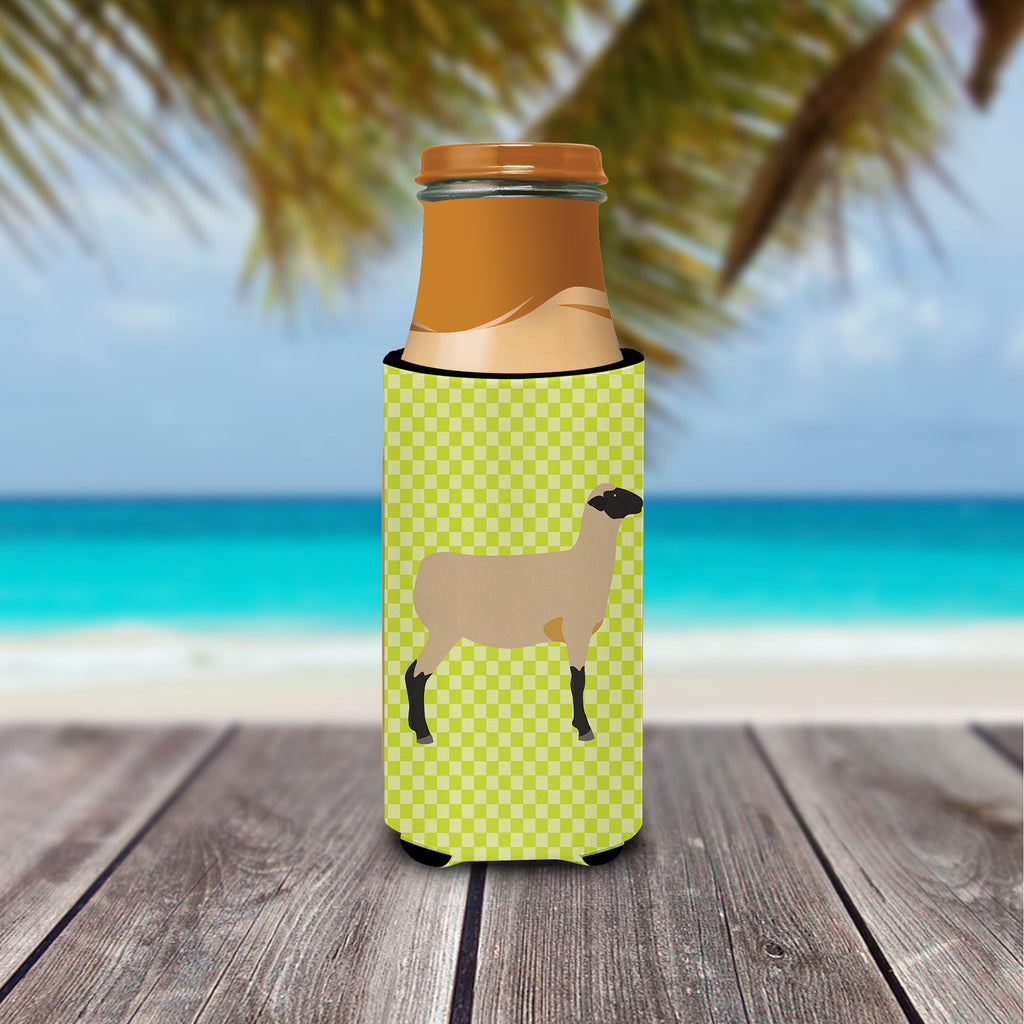 Hampshire Down Sheep Green Slim Can Hugger , Insulated Foam Hugger for 12 oz Slim Cans, Beer Bottles & Water Bottles, Printed in USA