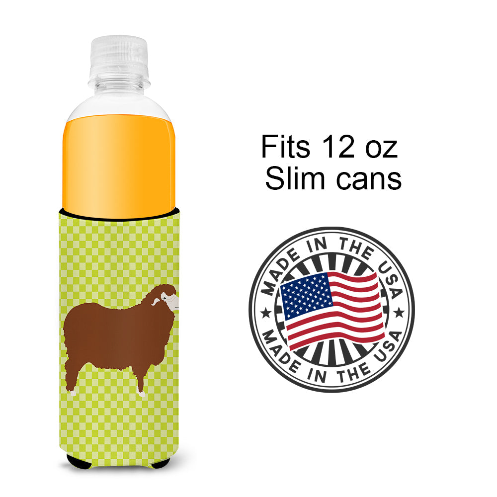 Merino Sheep Green Slim Can Hugger , Insulated Foam Hugger for 12 oz Slim Cans, Beer Bottles & Water Bottles, Printed in USA