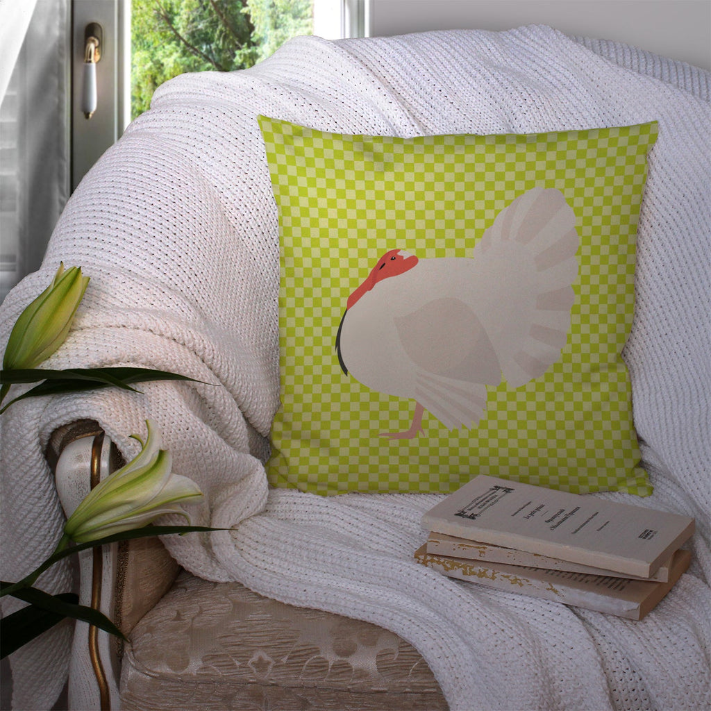 White Holland Turkey Green Decorative Throw Pillow 14x14 Indoor Outdoor Accent Cushion, Fabric Cover with Insert for Sofa, Bed, Porch & Living Room