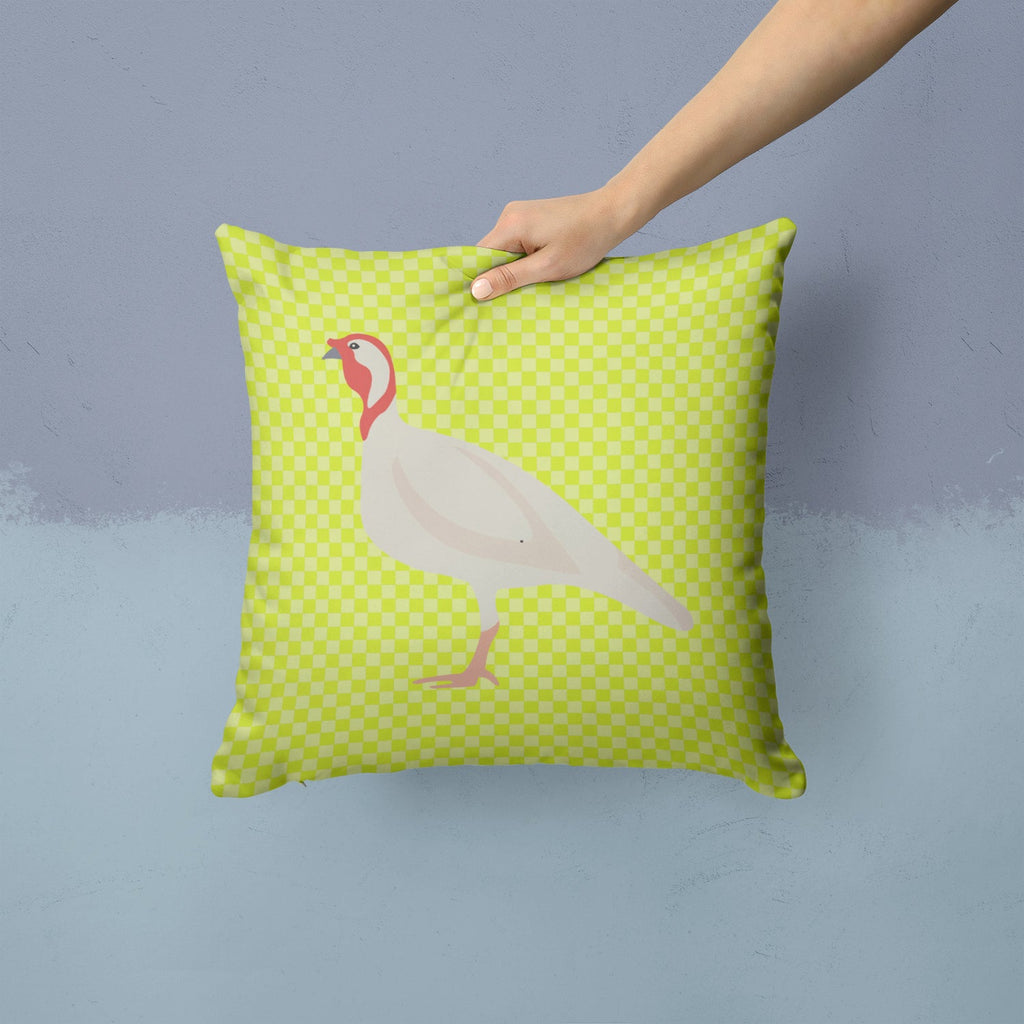 Beltsville Small White Turkey Hen Green Decorative Throw Pillow 14x14 Indoor Outdoor Accent Cushion, Fabric Cover with Insert for Sofa, Bed, Porch & Living Room