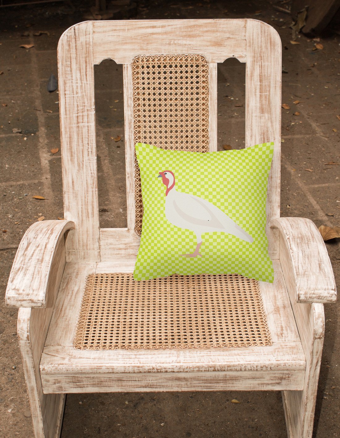 Beltsville Small White Turkey Hen Green Decorative Throw Pillow 18x18 Indoor Outdoor Accent Cushion, Fabric Cover with Insert for Sofa, Bed, Porch & Living Room