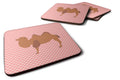 Bactrian Camel Pink Check Foam Coasters Set of 4 Cup Coasters for Indoor Outdoor, Tabletop Protection, Anti Slip, Mouse pad Material