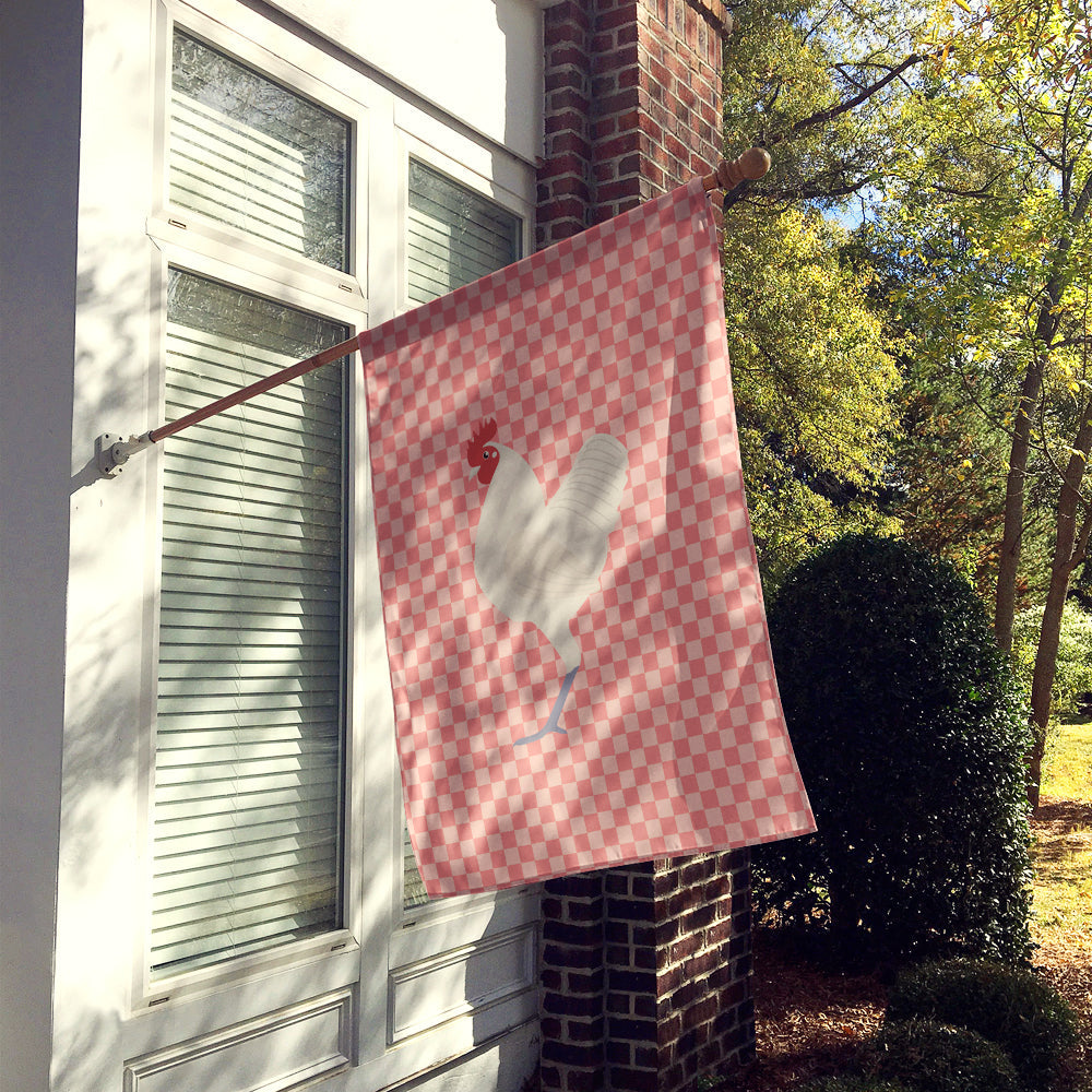 German Langshan Chicken Pink Check House Flag 28x40 Porch Sleeve Pole Decorative Outside Yard Banner Artwork Wall Hanging, Polyester