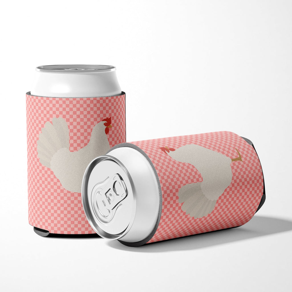 Leghorn Chicken Pink Check Can or Bottle Hugger Cooler Sleeve for Standard 12 oz Cans, Insulated Foam Beer & Soda Can Hugger Reusable