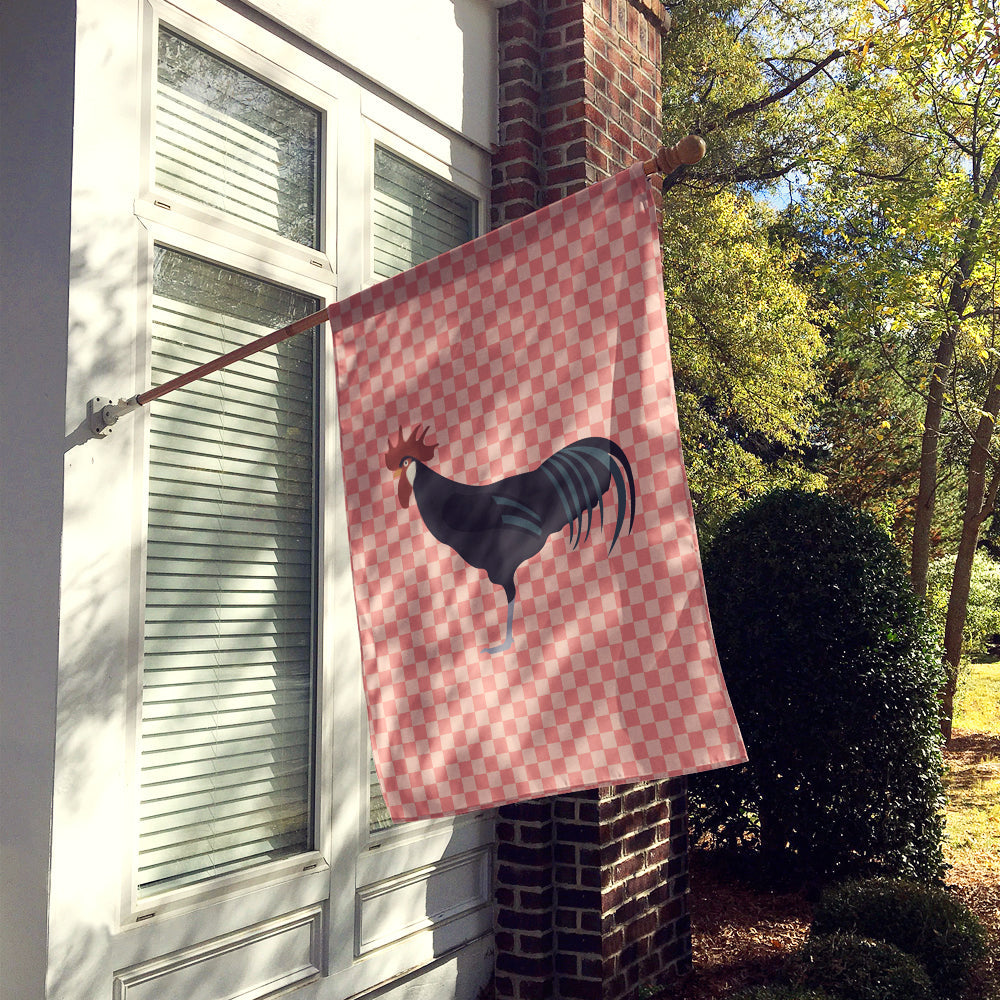 Minorca Ctalalan Chicken Pink Check House Flag 28x40 Porch Sleeve Pole Decorative Outside Yard Banner Artwork Wall Hanging, Polyester