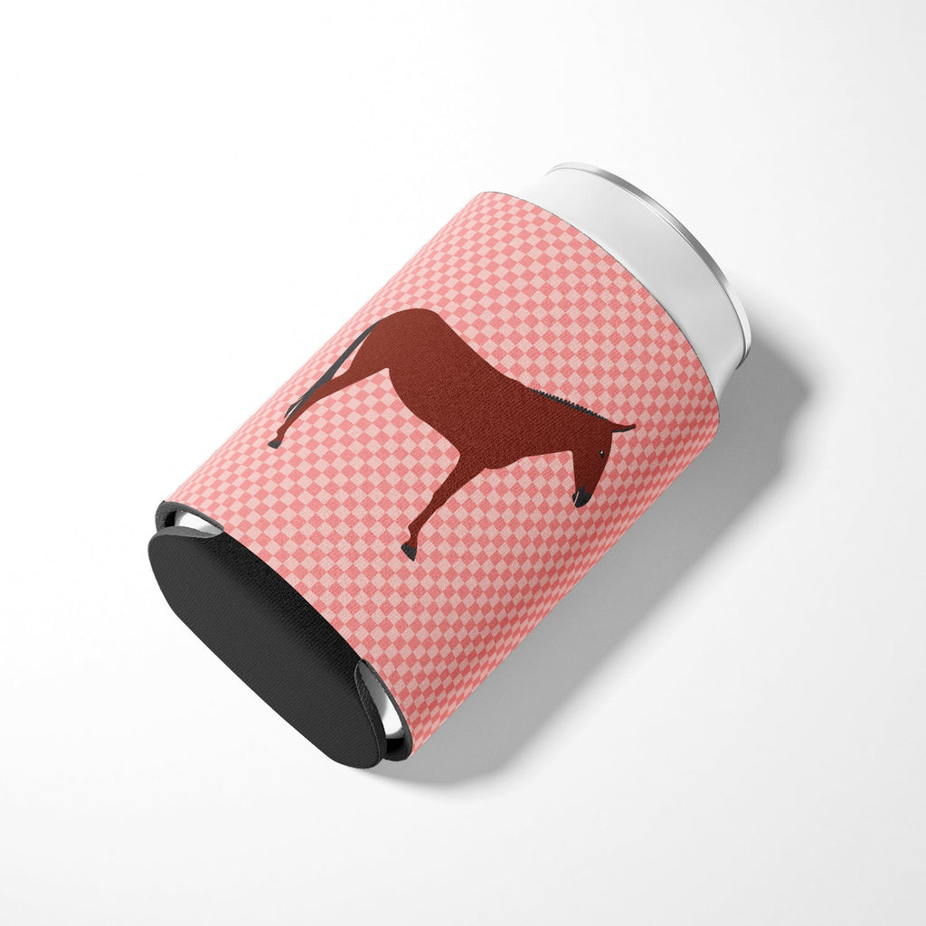 Hinny Horse Donkey Pink Check Can or Bottle Hugger Cooler Sleeve for Standard 12 oz Cans, Insulated Foam Beer & Soda Can Hugger Reusable