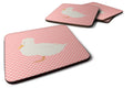 Crested Duck Pink Check Foam Coasters Set of 4 Cup Coasters for Indoor Outdoor, Tabletop Protection, Anti Slip, Mouse pad Material