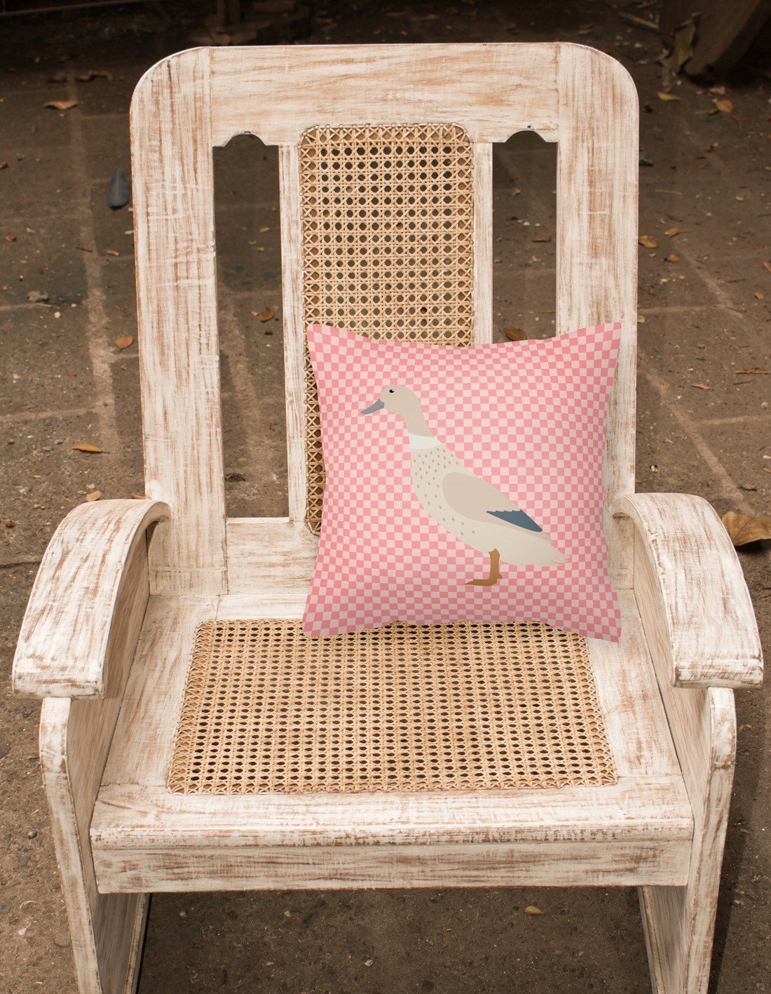 West Harlequin Duck Pink Check Decorative Throw Pillow 18x18 Indoor Outdoor Accent Cushion, Fabric Cover with Insert for Sofa, Bed, Porch & Living Room