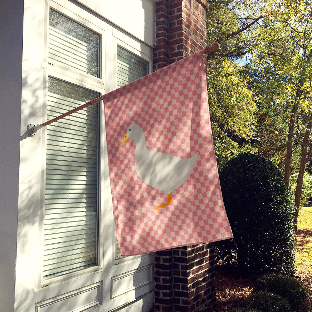 American Pekin Duck Pink Check House Flag 28x40 Porch Sleeve Pole Decorative Outside Yard Banner Artwork Wall Hanging, Polyester